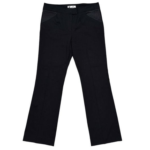 Mieka Mid-Rise Straight Leg Satin Waist Detail Trouser Pants in Black Size 10 - Picture 2 of 16